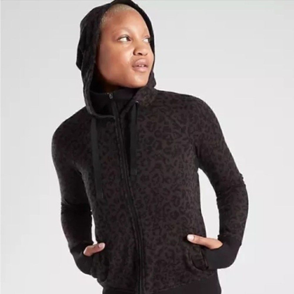 2 for $30 ATHLETA Triumph Black Leopard Print Hoodie - Picture 3 of 13